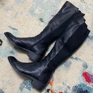 Kenneth Cole Tall Leather Boots Size 9 Black